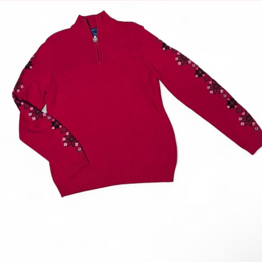 Karen Scott Red Sweater with Snowflake Detail